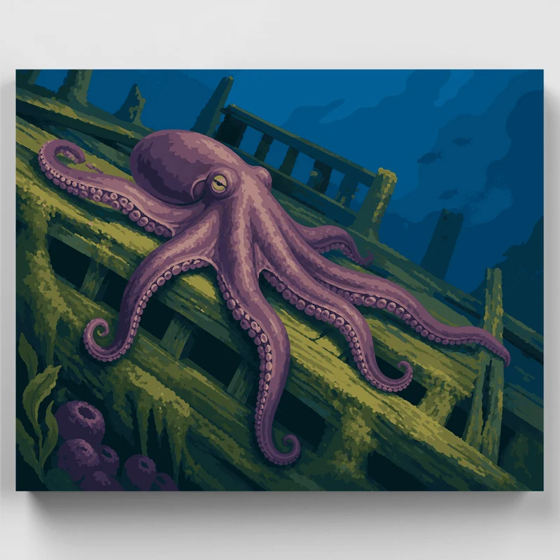 Octopus Shipwreck Guardian - Paint by Numbers Kit