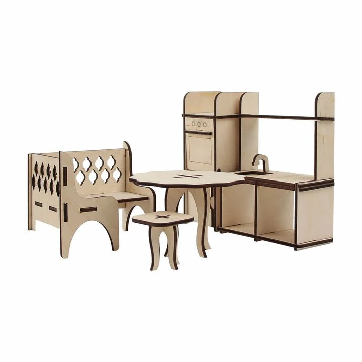 ROSA TALENT Doll Furniture Set, Kitchen 2, Classic Style, Set of 8