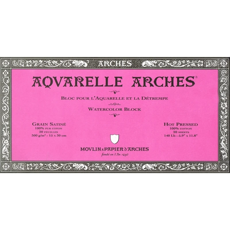 Arches - Watercolour paper - Block - 9" x 12"- 23 x 31 cm - HP