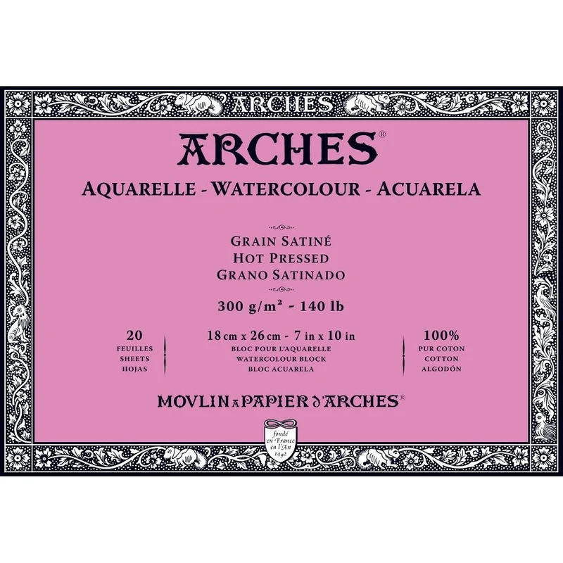 Arches - Watercolour paper - Block - 7" x 10"- 18 x 26 cm - HP