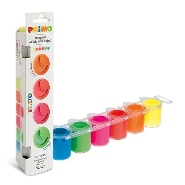 Primo 6 Fluo Gouache Paint Set 25ml