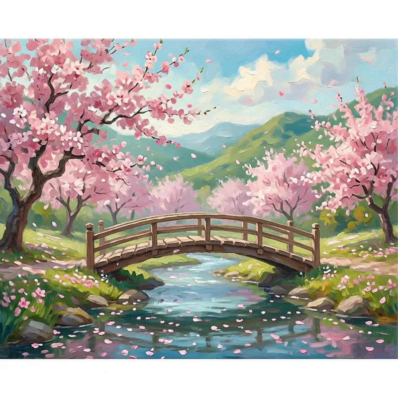 Malen nach Zahlen - Brücke in den Frühling
