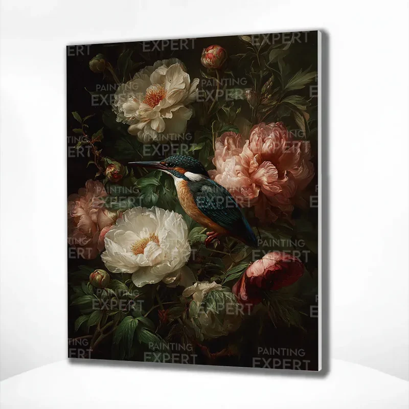 Malen nach Zahlen Vögel in voller Blüte – Ein harmonisches Zusammenspiel von Natur und Farben
