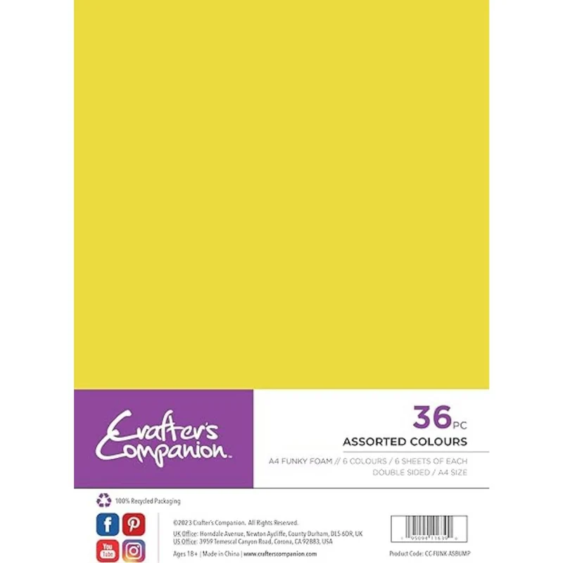 Crafter's Companion - A4 Funky Foam - Assorted Colours - Bumper Pack 36 sheets