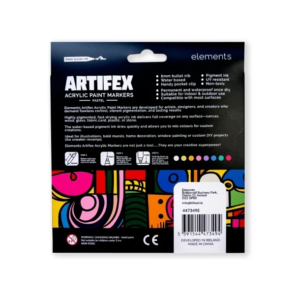 Elements - Artifex Acrylic Paint Markers 8x 5-6mm Pastel set