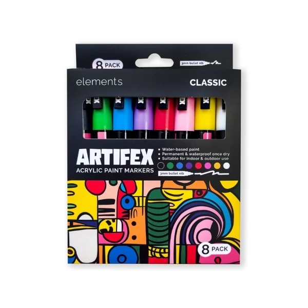 Elements - Artifex Acrylic Paint Markers 8x 2-3mm Classic