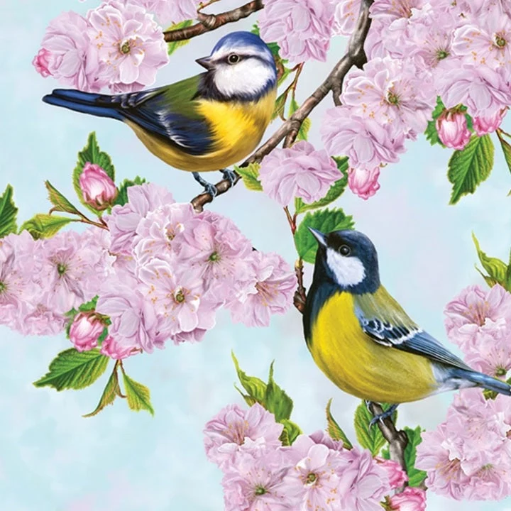 Decoupage Napkins Tits on Cherry Blossom Twig - 1 pc
