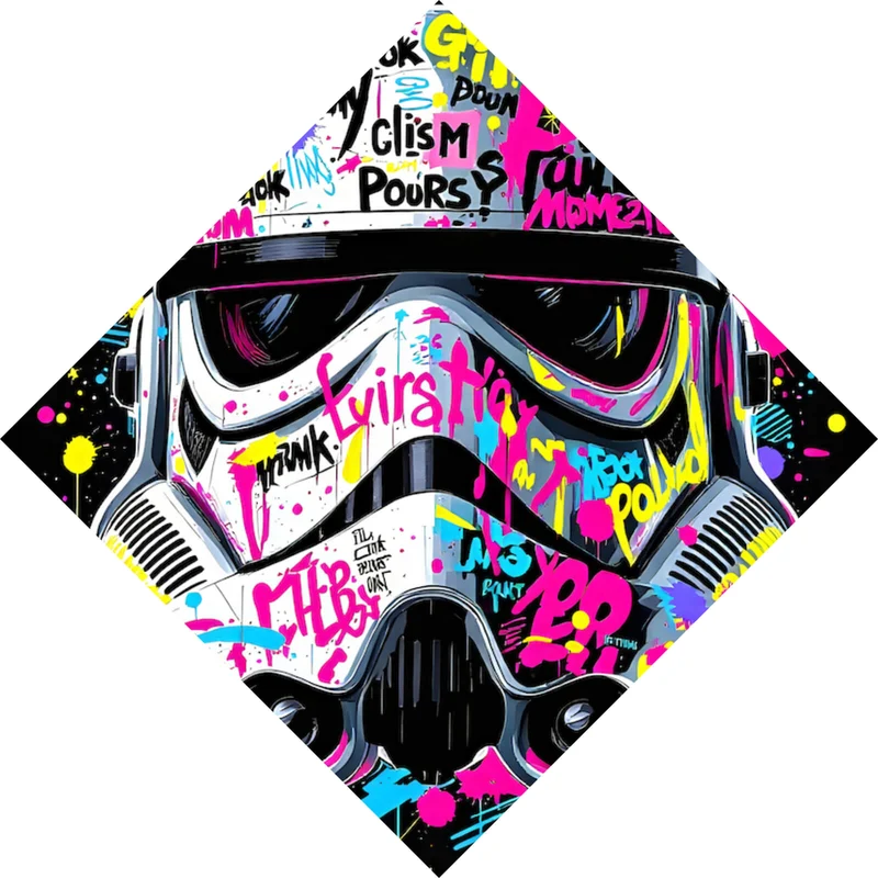Spannrahmenbild Stormtrooper Helm Graffiti Raute