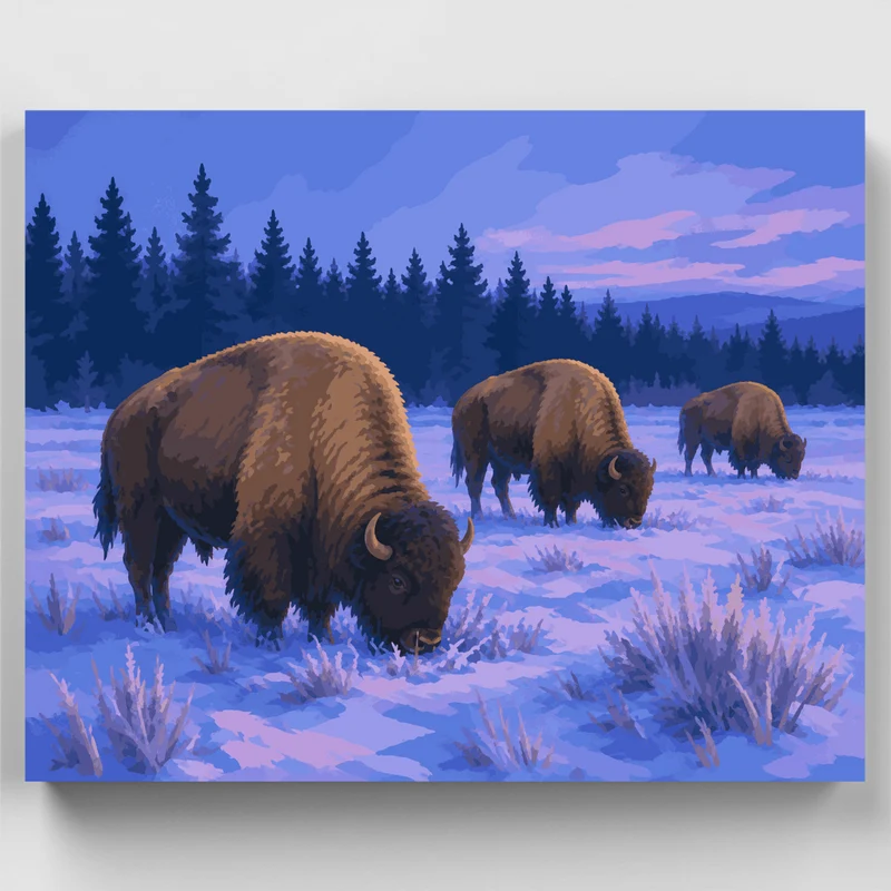 Bison at Blue Hour - Paint by Numbers Kit