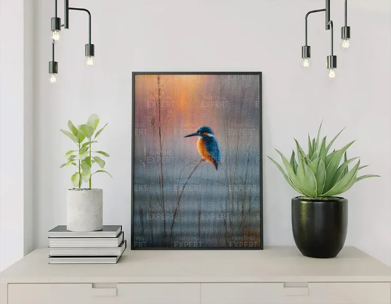 Diamond Painting Eisvogel bei Sonnenaufgang