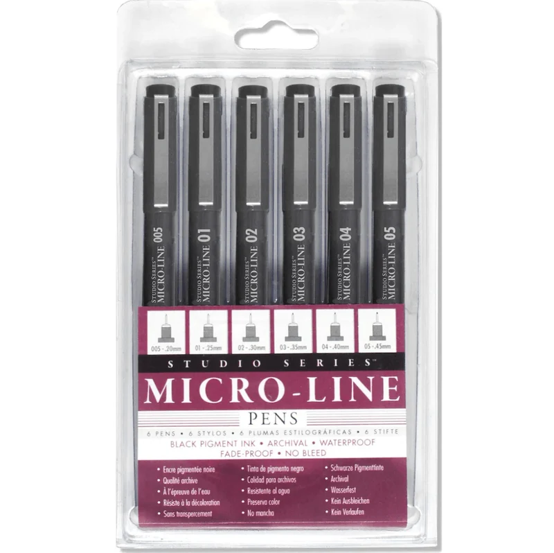 Studio Series Micro-Line Black Pigment Pen Set 6