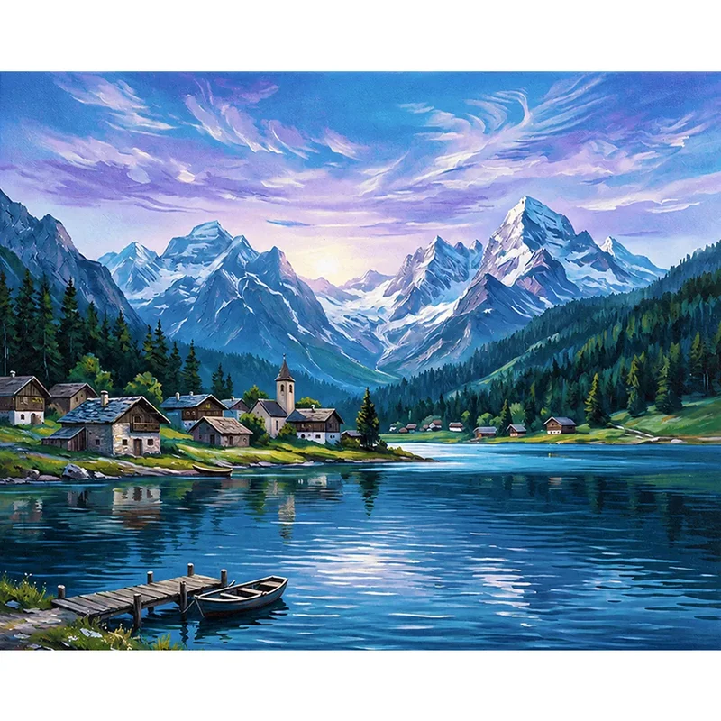 Malen nach Zahlen - Am Fuß der Berge
