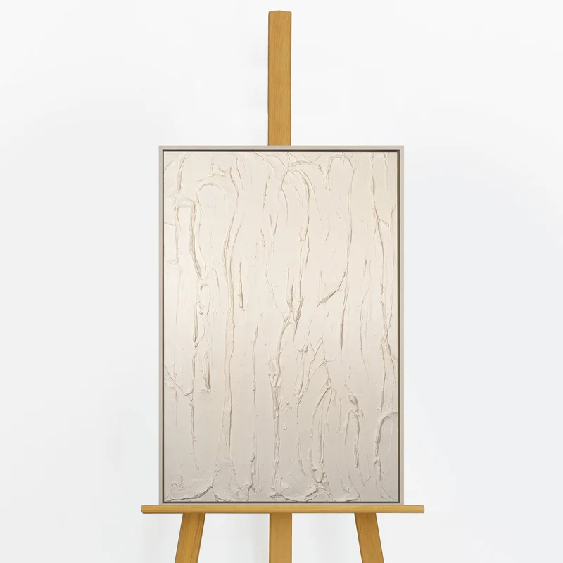 Handgemaltes abstraktes Strukturbild „Schleier" – 60x40 cm mit Rahmen
