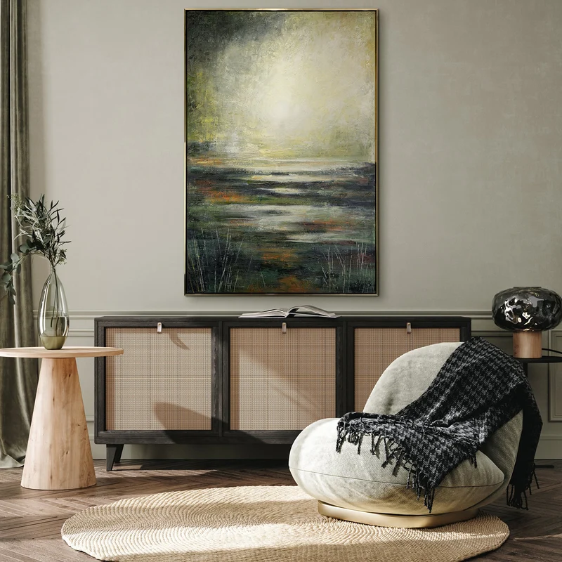 Nachtleuchtende Gemälde Handgemalt mit Rahmen "Echo der Natur"