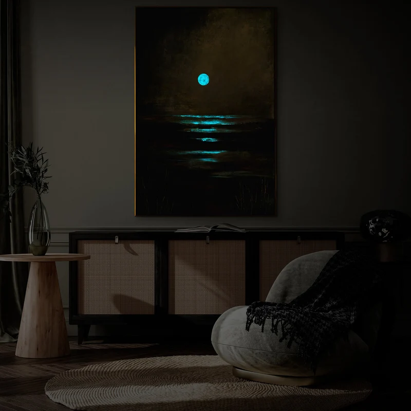 Nachtleuchtende Gemälde Handgemalt mit Rahmen "Echo der Natur"