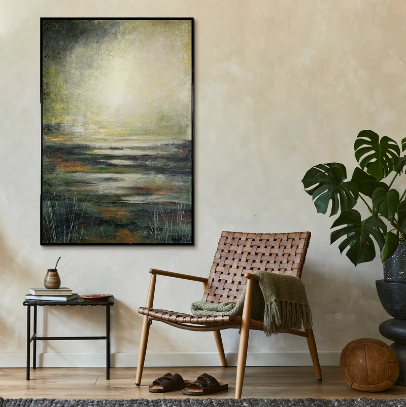 Nachtleuchtende Gemälde Handgemalt mit Rahmen "Echo der Natur"