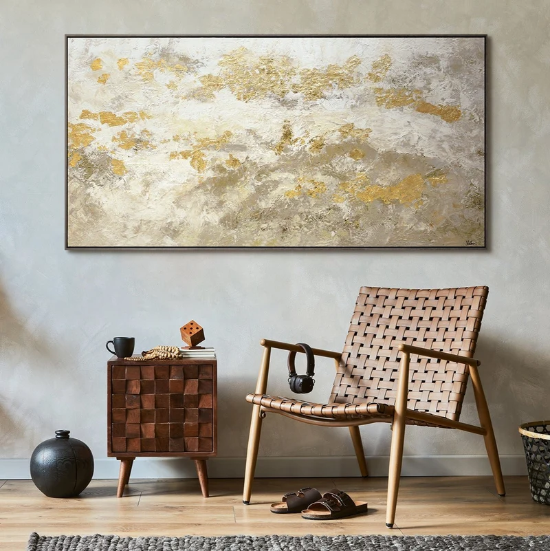 Moderne abstrakte Kunst - Acrylmalerei mit goldenen Akzenten
