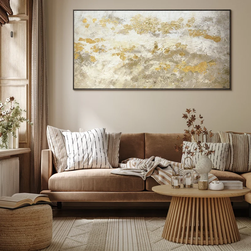 Moderne abstrakte Kunst - Acrylmalerei mit goldenen Akzenten