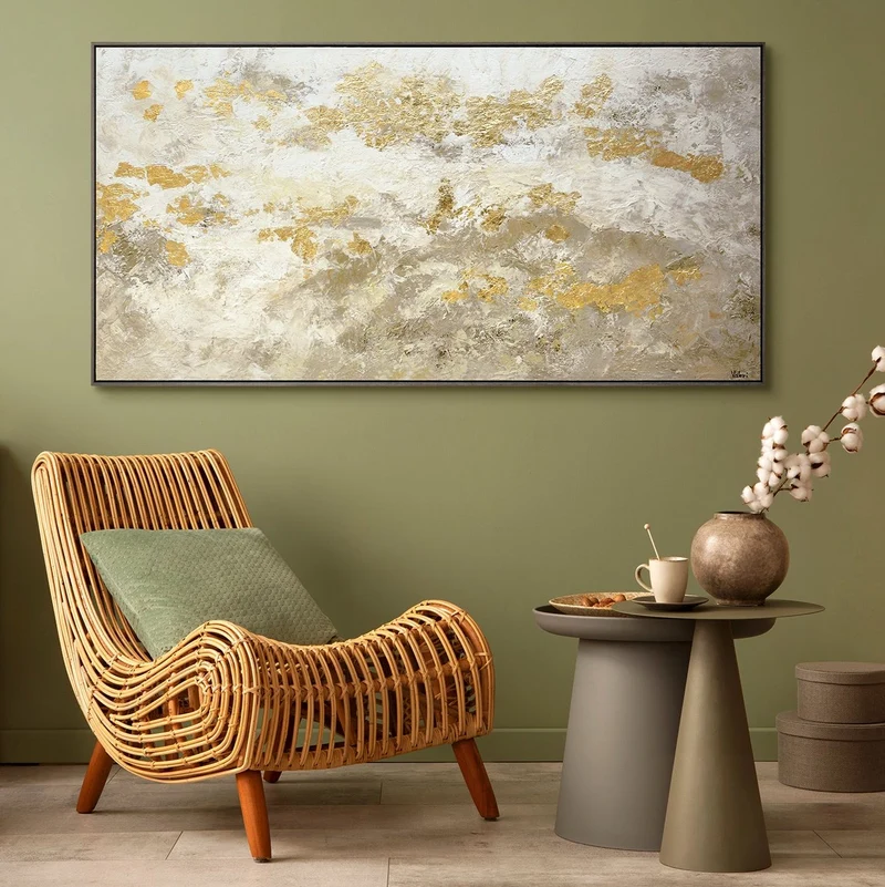 Moderne abstrakte Kunst - Acrylmalerei mit goldenen Akzenten
