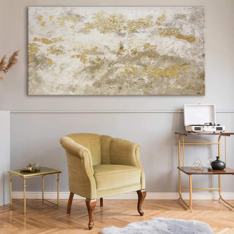 Moderne abstrakte Kunst - Acrylmalerei mit goldenen Akzenten