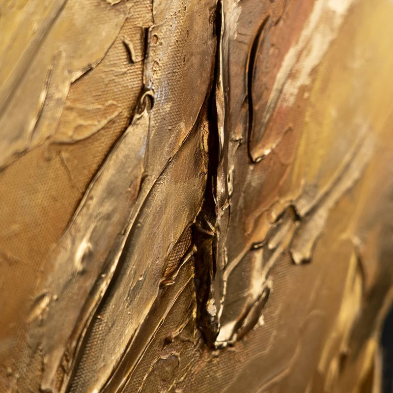 Wandbilder Wohnzimmer Modern Acryl Malerei mit Rahmen - Goldene Symphonie