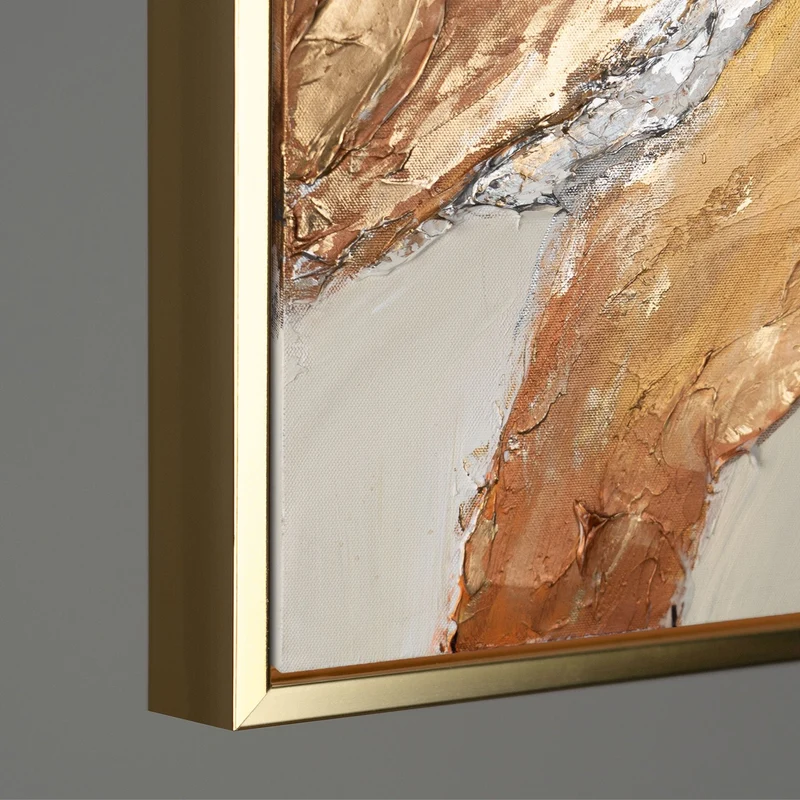 Wandbilder Wohnzimmer Modern Acryl Malerei mit Rahmen - Goldene Symphonie