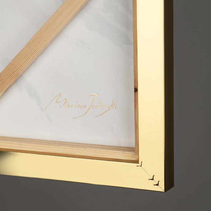 Wandbilder Wohnzimmer Modern Acryl Malerei mit Rahmen - Goldene Symphonie