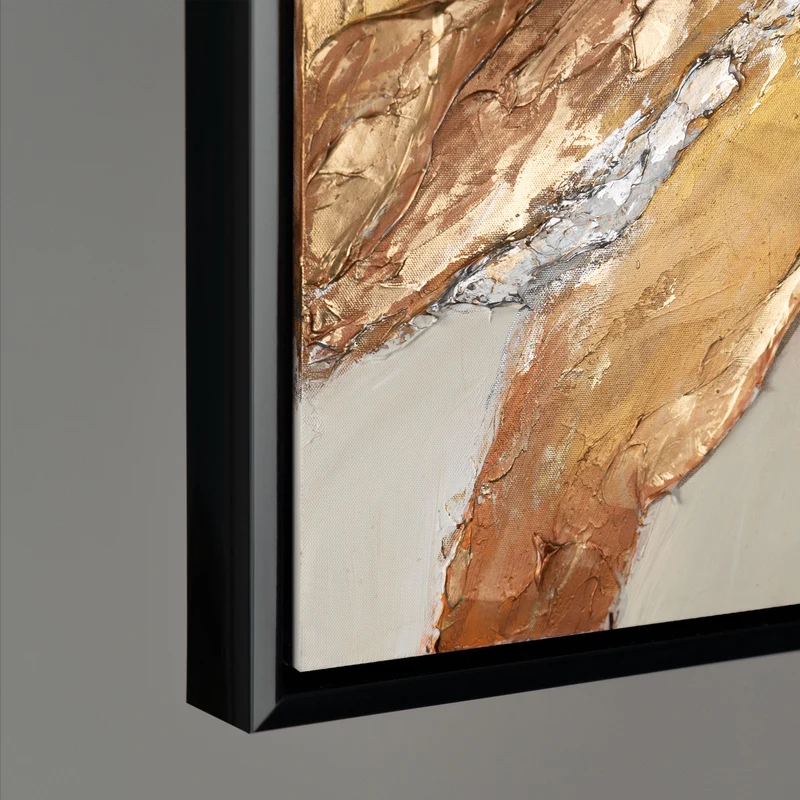 Wandbilder Wohnzimmer Modern Acryl Malerei mit Rahmen - Goldene Symphonie