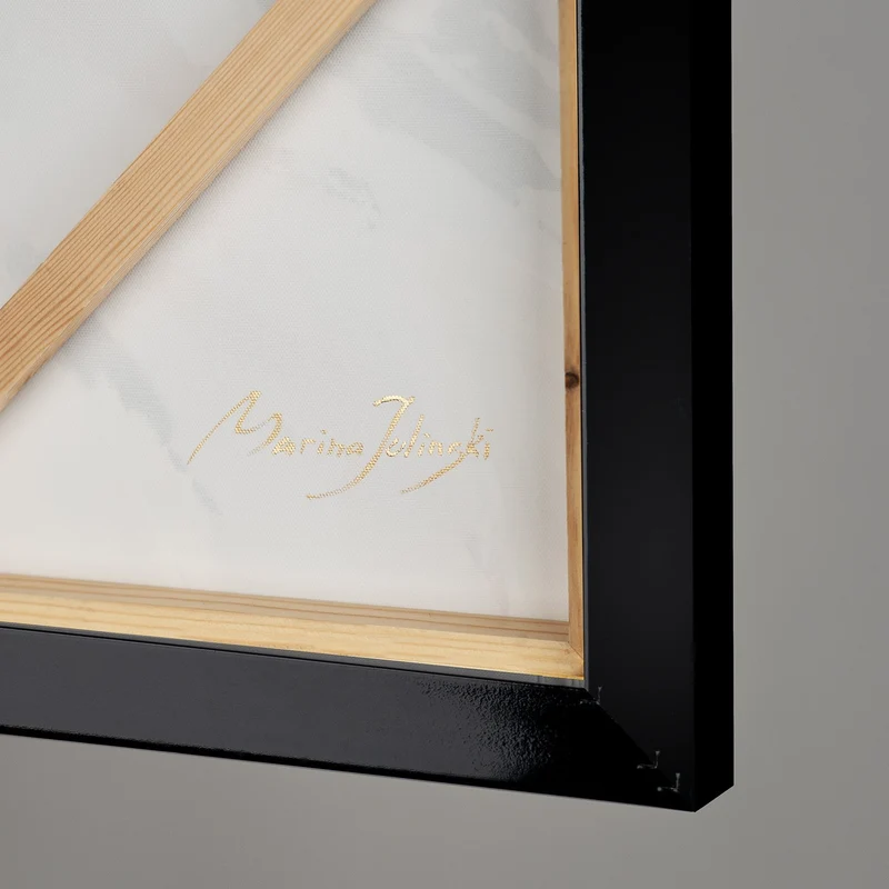 Wandbilder Wohnzimmer Modern Acryl Malerei mit Rahmen - Goldene Symphonie