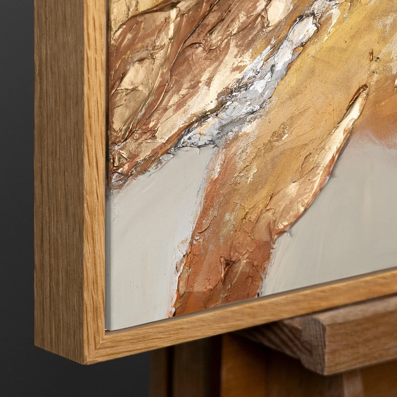 Wandbilder Wohnzimmer Modern Acryl Malerei mit Rahmen - Goldene Symphonie