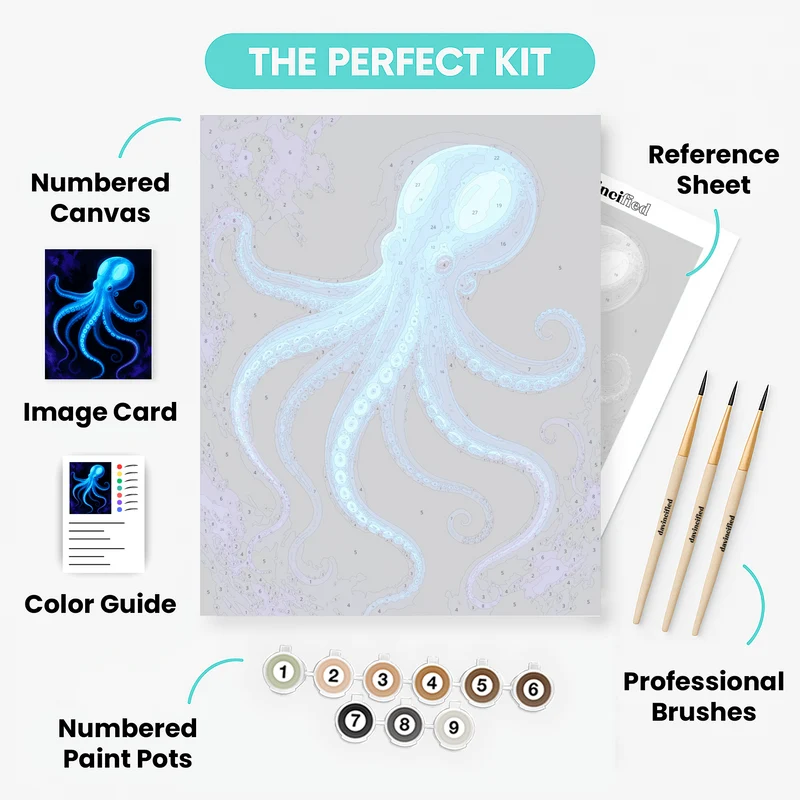 Bioluminescent Octopus Glow - Paint by Numbers Kit