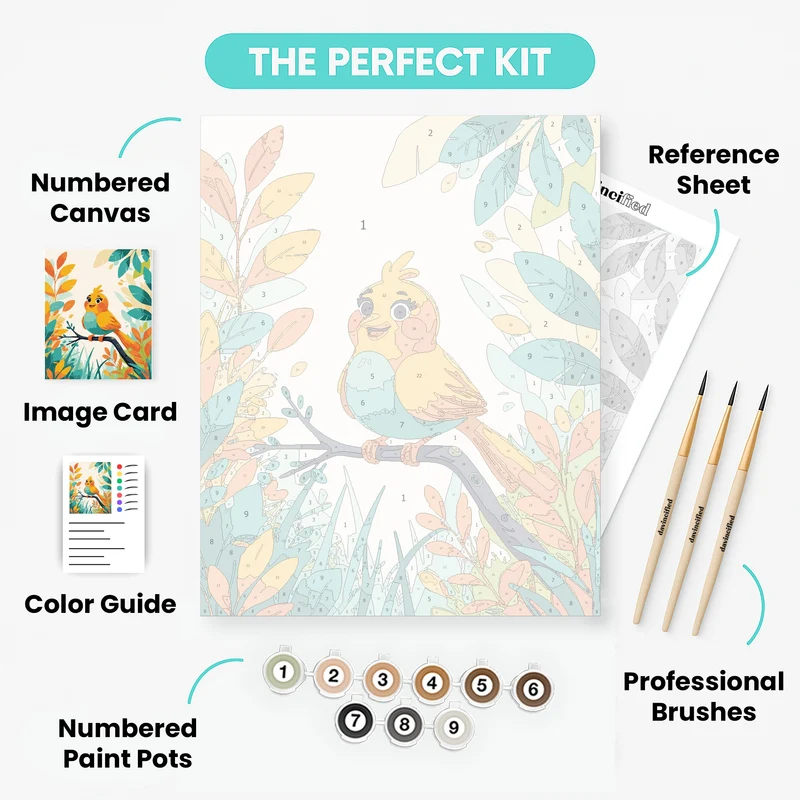 Cheerful Bird on a Branch - Paint by Numbers Kit