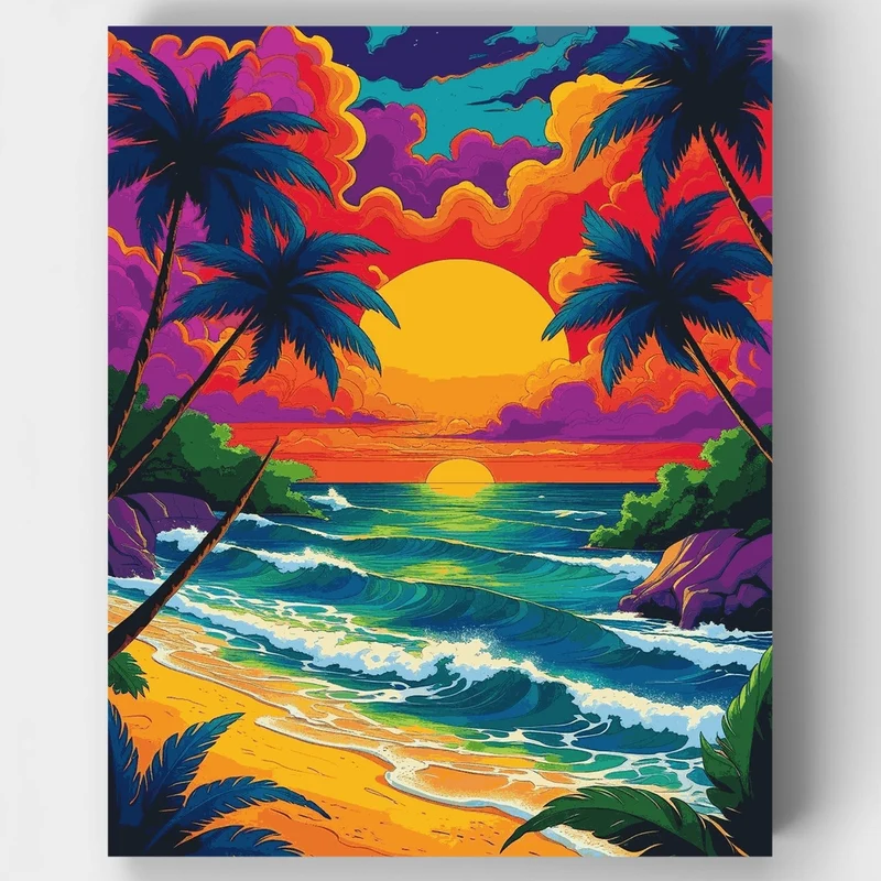 Neon Tropics Sunset Cove - Paint by Numbers Kit