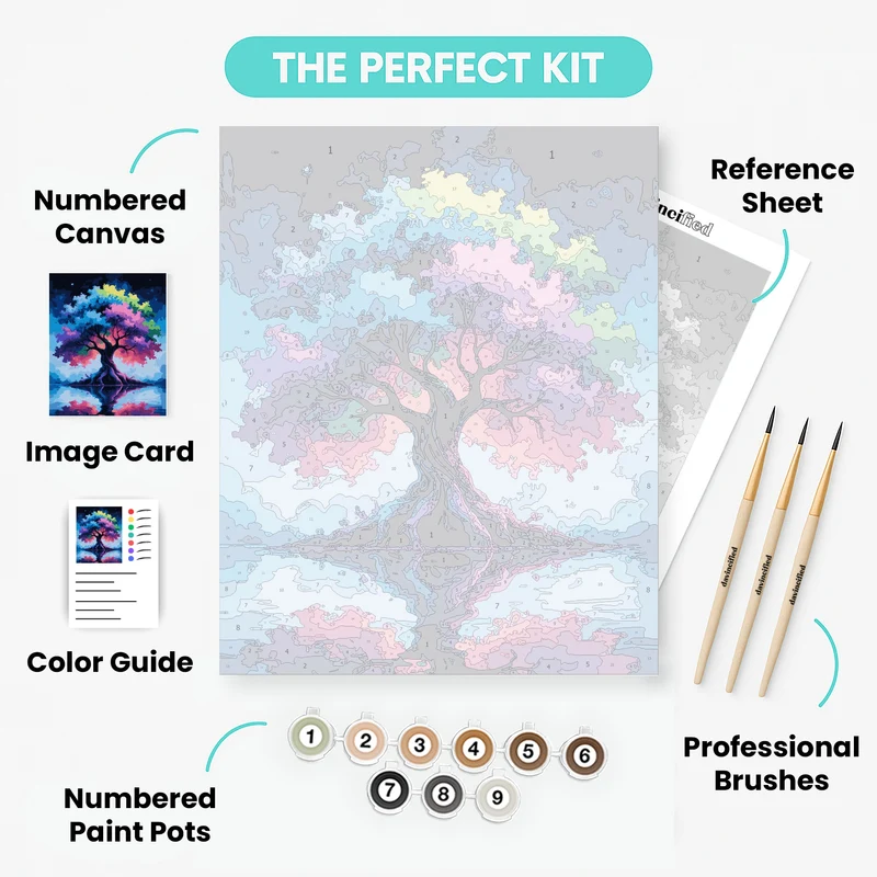 Cosmic Rainbow Tree - Paint by Numbers Kit