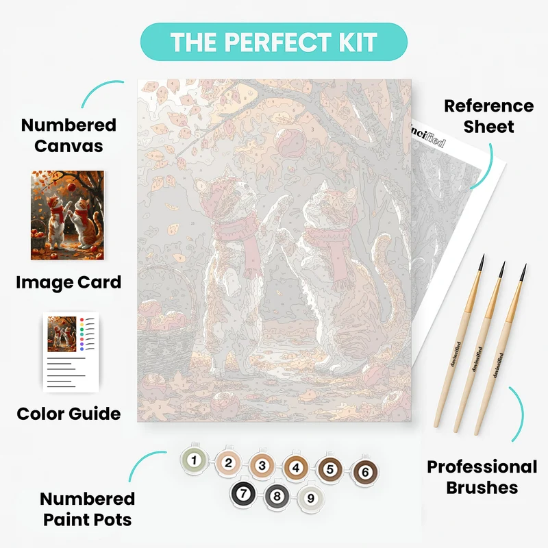 Autumn Apple Cats - Paint by Numbers Kit