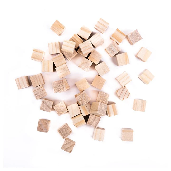 Natural Wooden Cubes, 15 x 15 mm, Set of 49