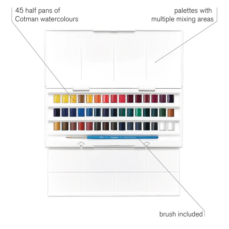Winsor and Newton - Cotman Watercolour - 45 Half Pan Studio Set