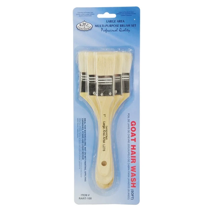 Set of 3 Goat Hair Brushes for Ground and Gesso Priming