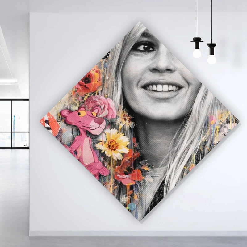 Acrylglasbild Pop Art Collage mit Schmetterlingen Raute