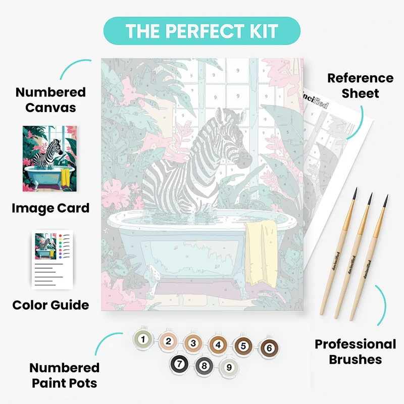Zebra in a Tropical Bathtub - Paint by Numbers Kit