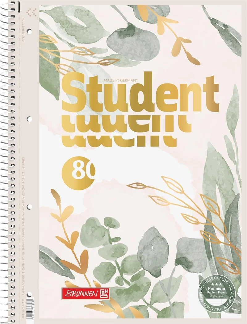 BRUNNEN Collegeblock Premium „Bloom“ A4, Lin. 27, 80 Blatt