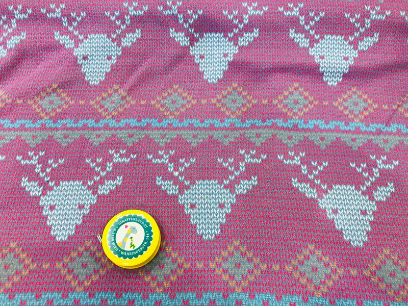 Strickstoff Hirsche hellblau