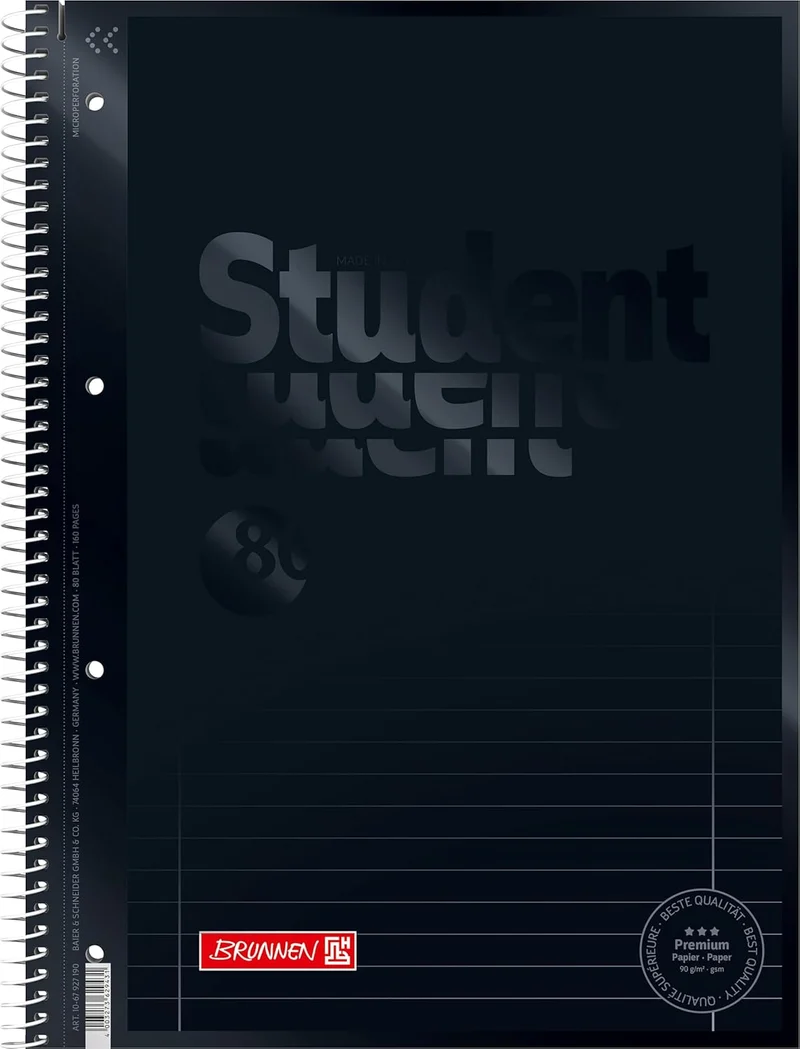 BRUNNEN Colour Code Collegeblock A4 liniert Lin. 27 Onyx