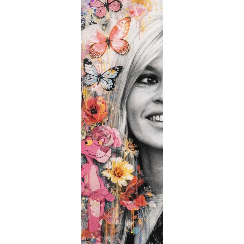 Poster Pop Art Collage mit Schmetterlingen Panorama Hoch