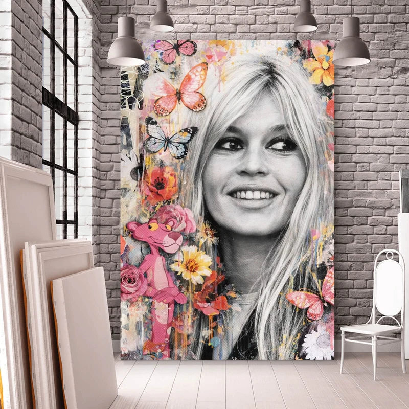 Spannrahmenbild Pop Art Collage mit Schmetterlingen Hochformat