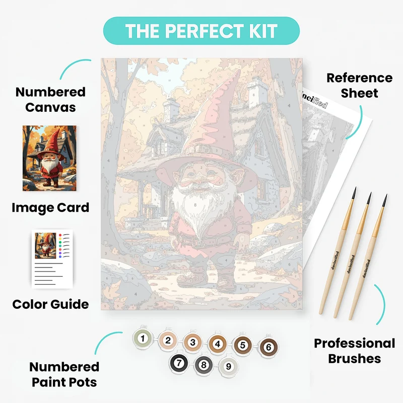 Cheerful Forest Gnome in Autumn - Paint by Numbers Kit