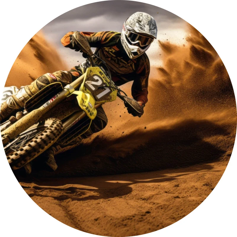 Aluminiumbild Dynamisches Motocross in vollem Schwung Kreis