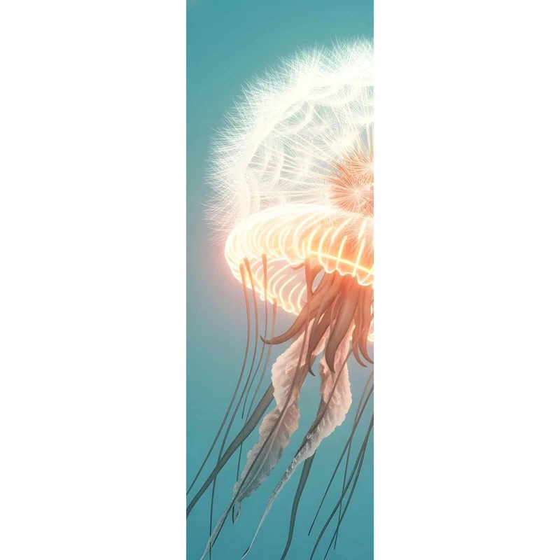 Leinwandbild Futuristische leuchtende Qualle im Wasser Panorama Hoch