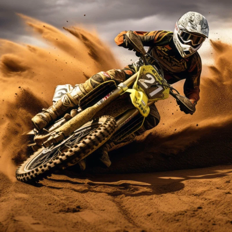 Aluminiumbild Dynamisches Motocross in vollem Schwung Quadrat