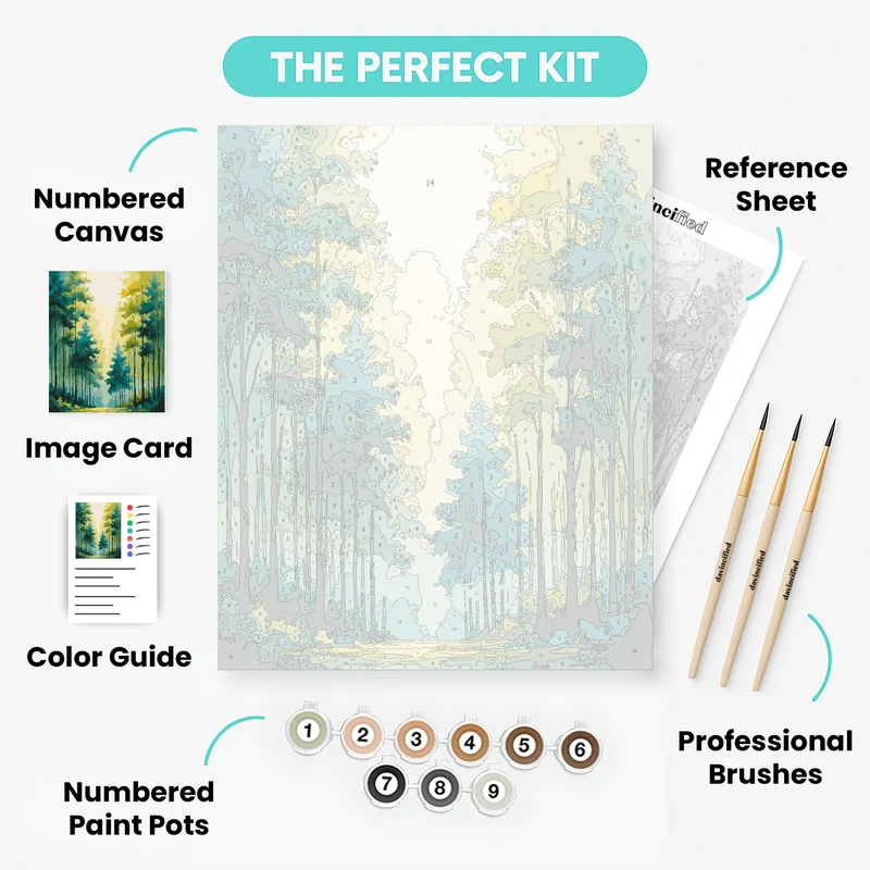 Sunlit Forest Watercolor Escape - Paint by Numbers Kit